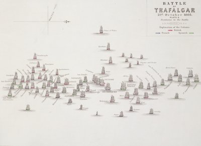 The Battle of Trafalgar, 21st October 1805, Positions in the Battle by Alexander Keith Johnston